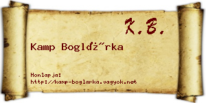Kamp Boglárka névjegykártya